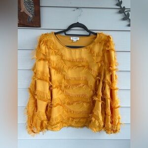 Calligraphie Yellow Fringe Women's Top